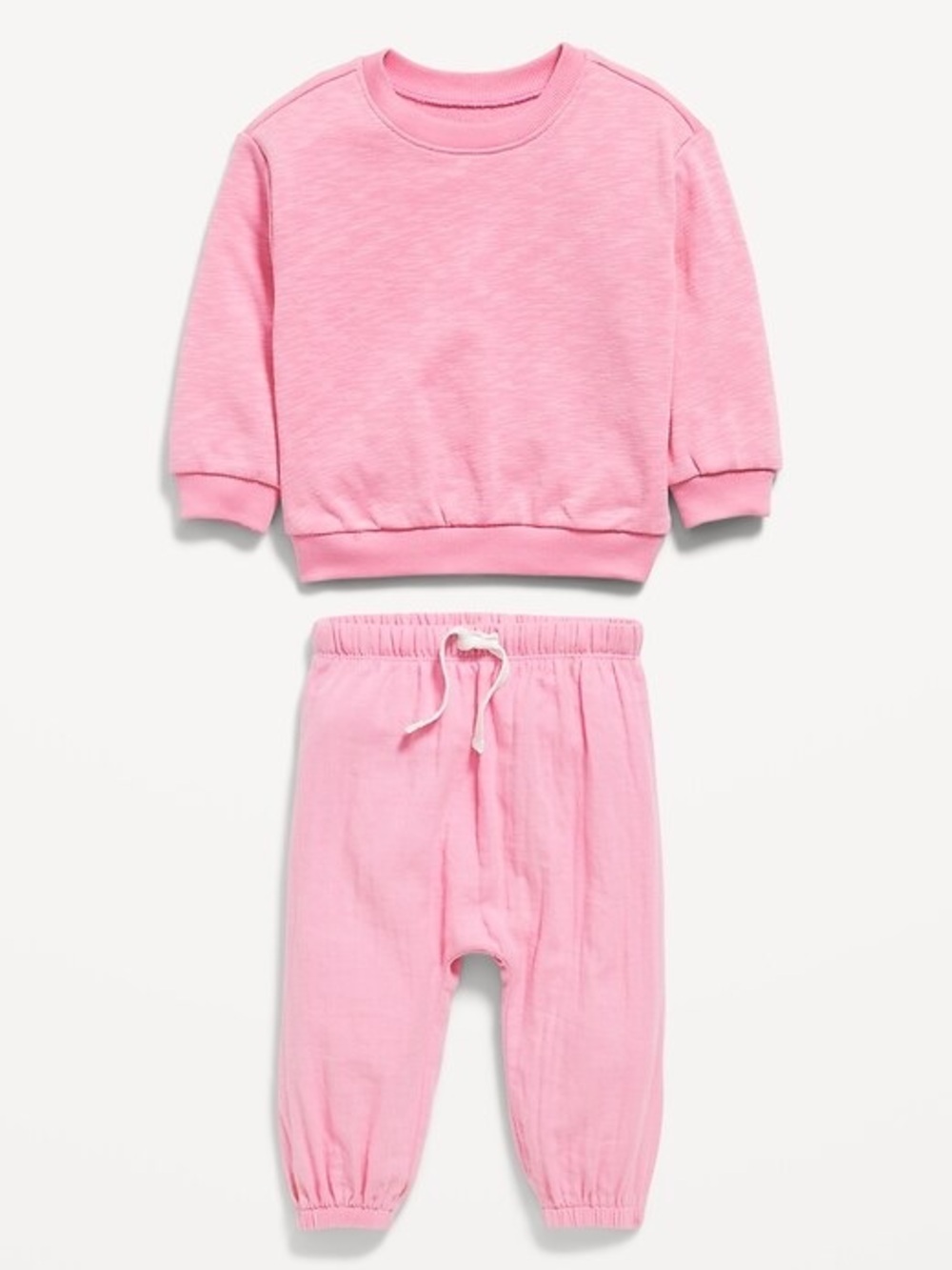 Old Navy Baby Matching Sweatshirt and Jogger Set - Highlighter Pink Size 6-12M